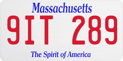 MA license plate 9IT289