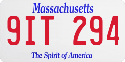 MA license plate 9IT294