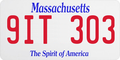 MA license plate 9IT303