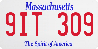 MA license plate 9IT309