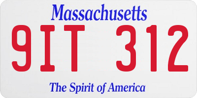 MA license plate 9IT312