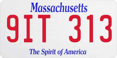 MA license plate 9IT313