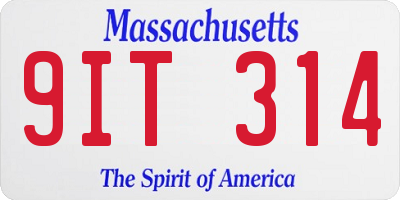 MA license plate 9IT314