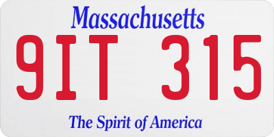 MA license plate 9IT315