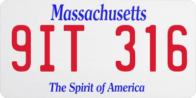 MA license plate 9IT316