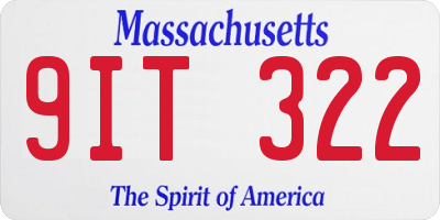 MA license plate 9IT322