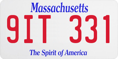 MA license plate 9IT331