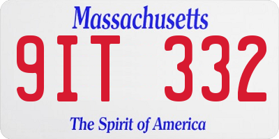MA license plate 9IT332
