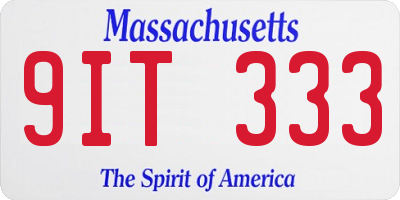 MA license plate 9IT333