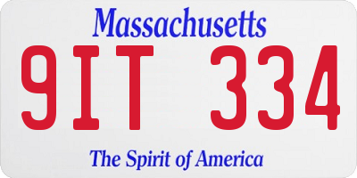 MA license plate 9IT334