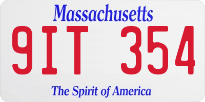 MA license plate 9IT354