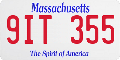 MA license plate 9IT355