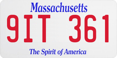 MA license plate 9IT361