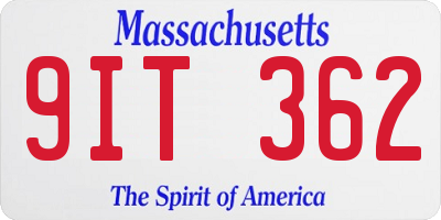 MA license plate 9IT362