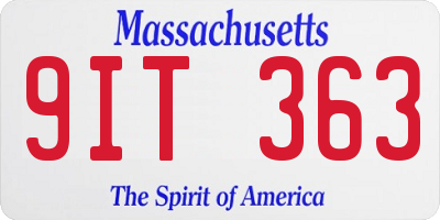 MA license plate 9IT363