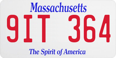 MA license plate 9IT364