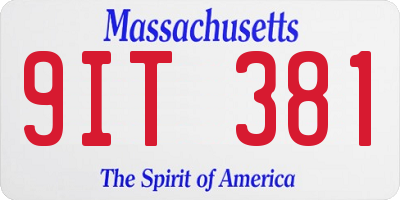 MA license plate 9IT381
