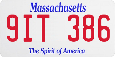 MA license plate 9IT386
