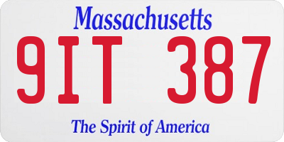 MA license plate 9IT387