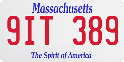 MA license plate 9IT389