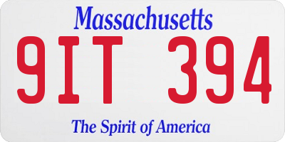 MA license plate 9IT394