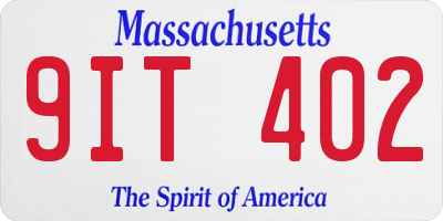 MA license plate 9IT402