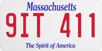 MA license plate 9IT411