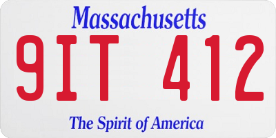 MA license plate 9IT412