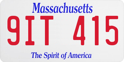 MA license plate 9IT415