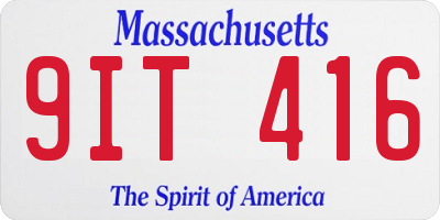 MA license plate 9IT416