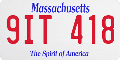 MA license plate 9IT418