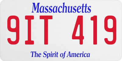 MA license plate 9IT419