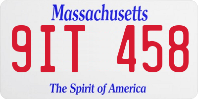MA license plate 9IT458