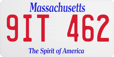 MA license plate 9IT462