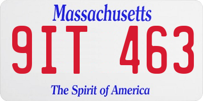 MA license plate 9IT463