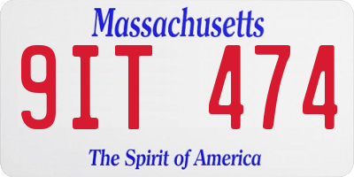 MA license plate 9IT474