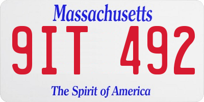MA license plate 9IT492