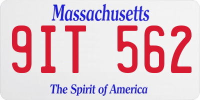 MA license plate 9IT562