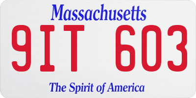 MA license plate 9IT603