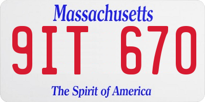 MA license plate 9IT670