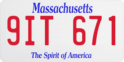 MA license plate 9IT671