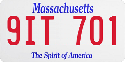 MA license plate 9IT701