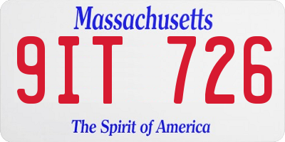 MA license plate 9IT726