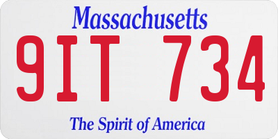 MA license plate 9IT734
