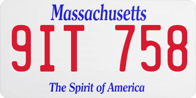 MA license plate 9IT758