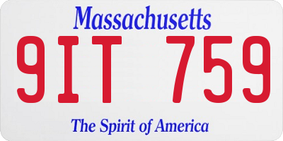 MA license plate 9IT759