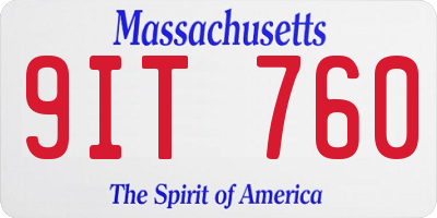 MA license plate 9IT760