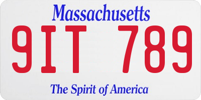 MA license plate 9IT789