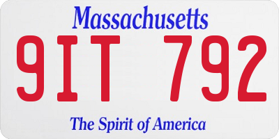 MA license plate 9IT792
