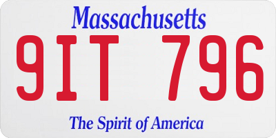 MA license plate 9IT796